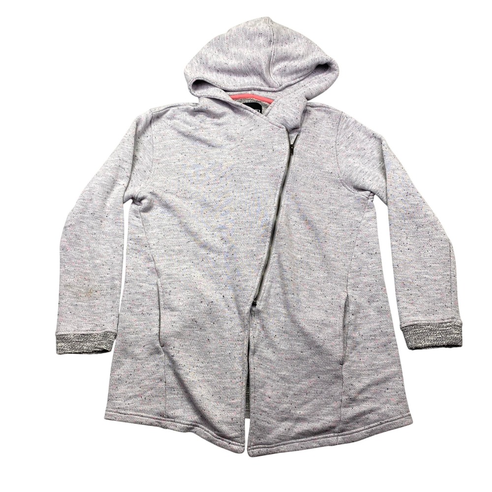 KUT from the Kloth Womens Asymmetric Zip Hoodie Space Dye Grey Pink KI28701 Sz L